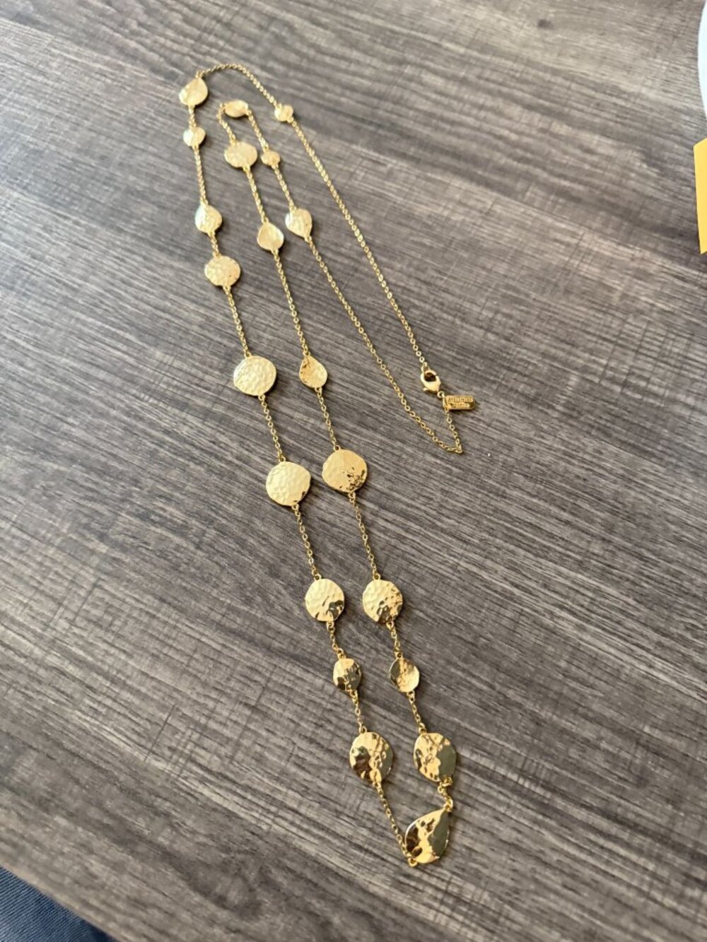 Melinda Maria Sabrina Gold-Tone Hammered Disc Necklace Adjustable Lightweight - Picture 10 of 10